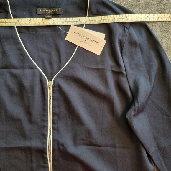 NWT Banana Republic Black White Zip Cardigan Sz MP - Picture 8 of 9